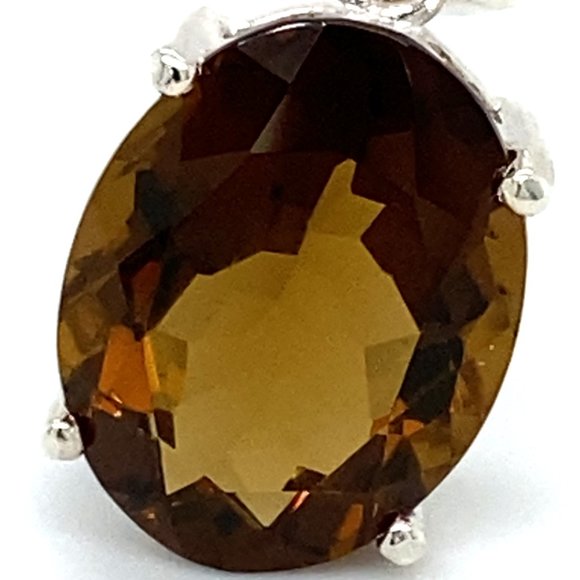 Smoky Quartz 7.60ct Platinum Finish Silver Pendant - Picture 6 of 6